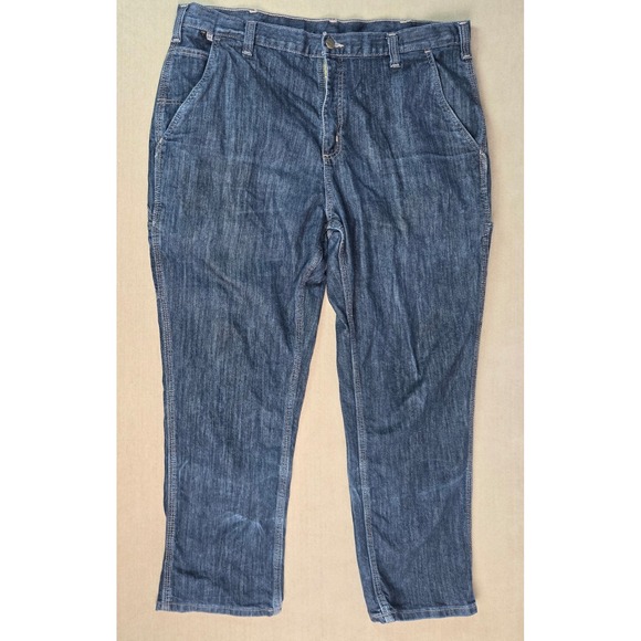 Carhartt FR Flame Resistant Carpenter Jeans Men 40x28 Blue Denim CAT 2 NFPA 2112 - Picture 3 of 10